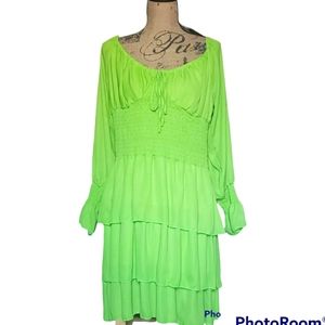 boohoo lime ruffle dress